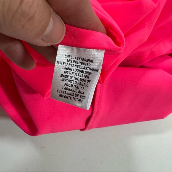 Milly Sleeveless Sheath Dress Neon Hot Pink Ruched Side - Picture 3 of 6